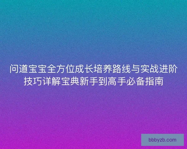 问道宝宝全方位成长培养路线与实战进阶技巧详解宝典新手到高手必备指南