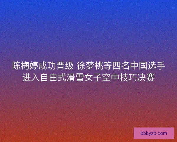 陈梅婷成功晋级 徐梦桃等四名中国选手进入自由式滑雪女子空中技巧决赛