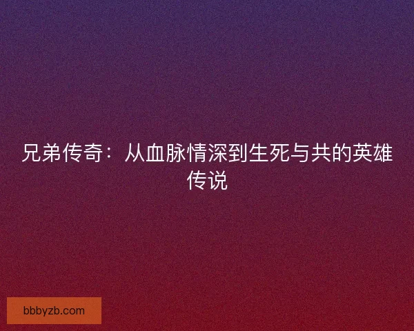 兄弟传奇：从血脉情深到生死与共的英雄传说